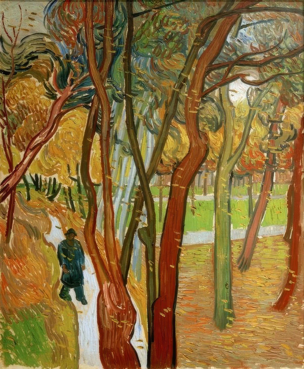 Turgåere i parken med fallende løv av Vincent van Gogh