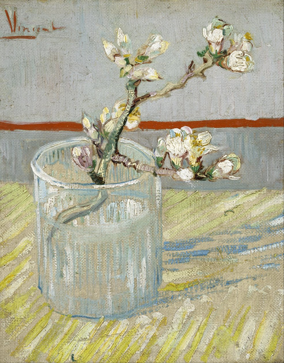 Kvist av blomstrende mandel i et glass av Vincent van Gogh