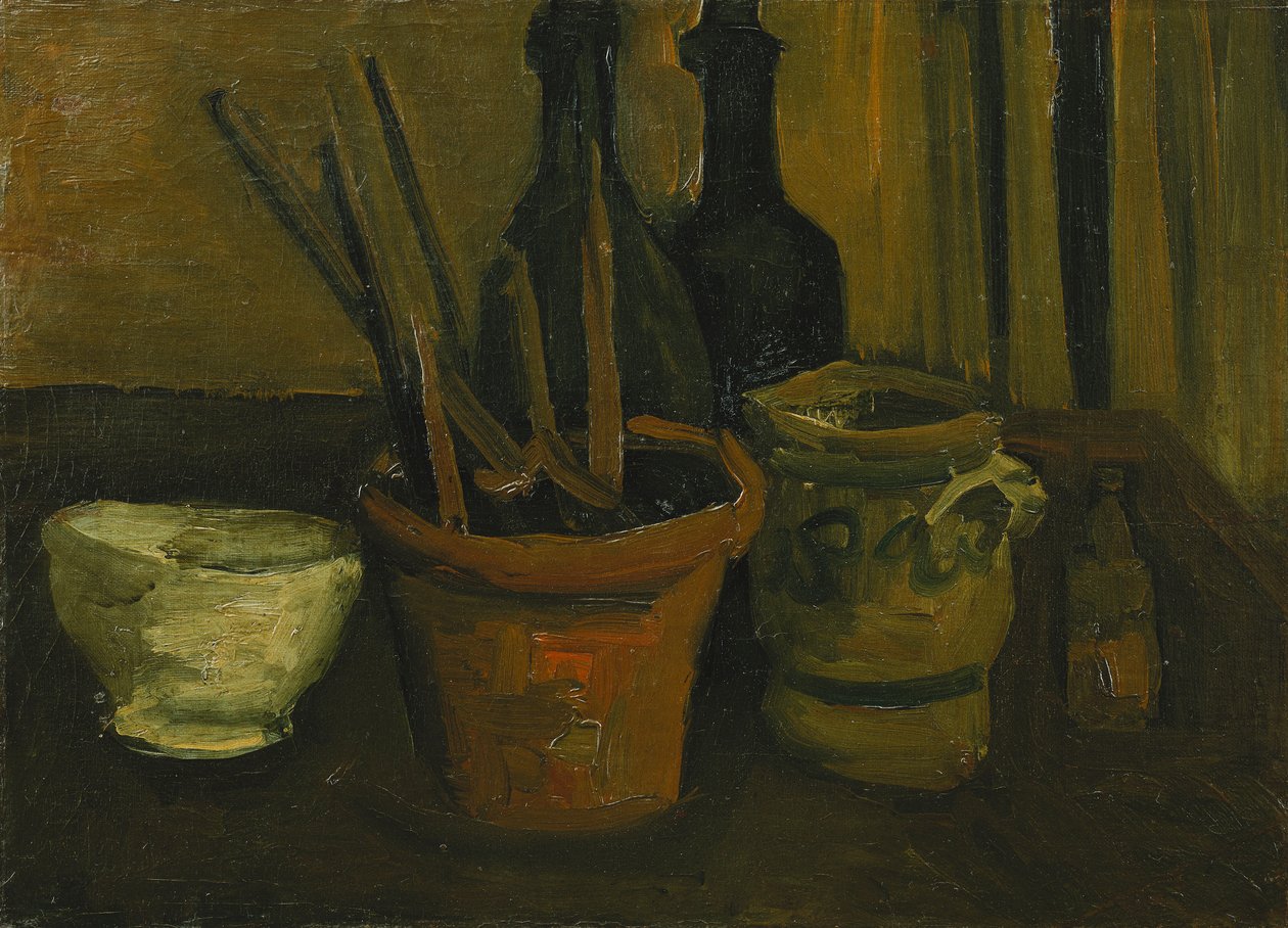 Stilleben med børster i en blomsterpotte; Stilleben med børster i en blomsterpotte, 1884 av Vincent van Gogh