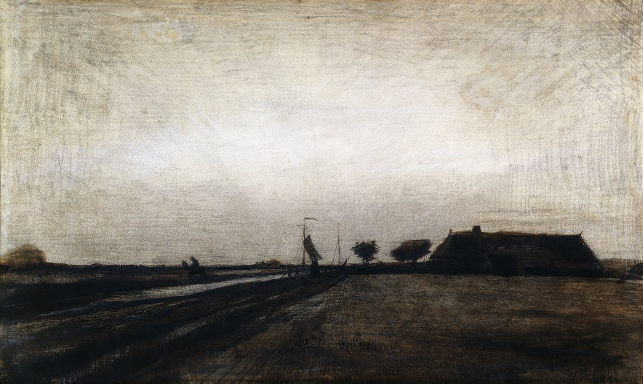 Soloppgang; Soloppgangen, 1883 av Vincent van Gogh