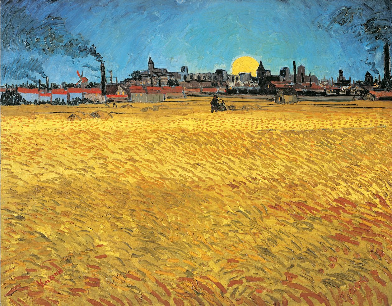 Solnedgang: Wheat Fields nær Arles av Vincent van Gogh