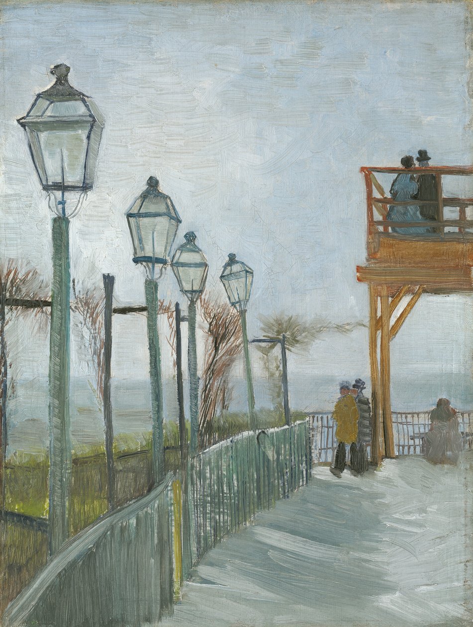 Terrasse og observasjonsdekk ved Moulin de Blute-Fin, Montmartre, tidlig i 1887 av Vincent van Gogh