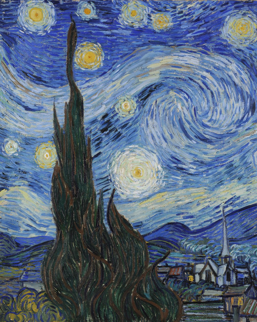 The Starry Night, juni 1889 (olje på lerret) (detalj av 702746) av Vincent van Gogh
