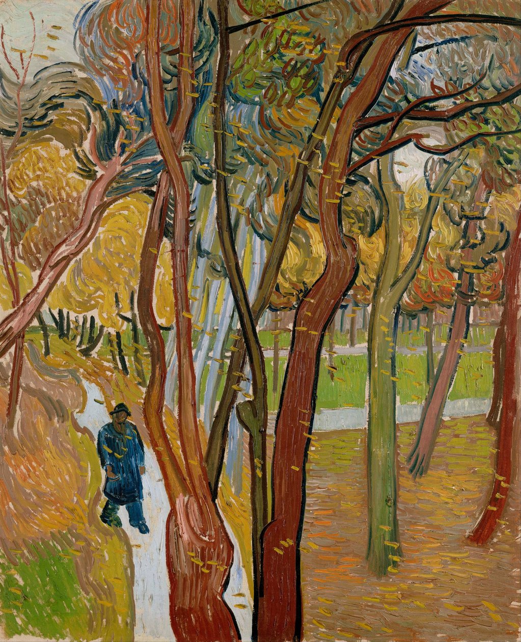 Hagen til Saint Pauls Hospital The fall of the leaves, 1889 av Vincent van Gogh