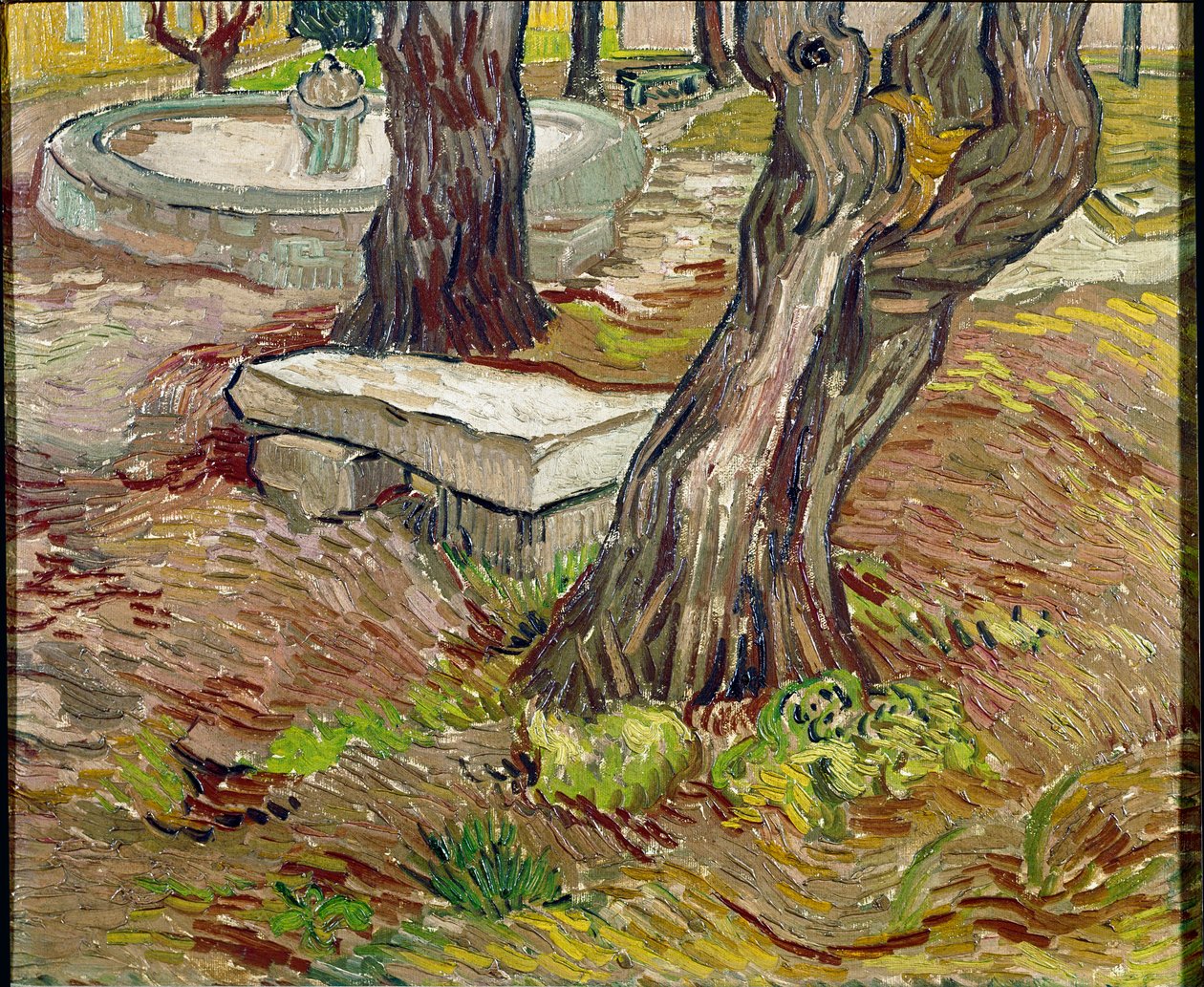 Parken til Saint Paul-asylet (Saint Paul) i Saint-Remy (Saint Remy) eller Bench de Pierre. Maleri av Vincent Van Gogh (1853-1890) av Vincent van Gogh