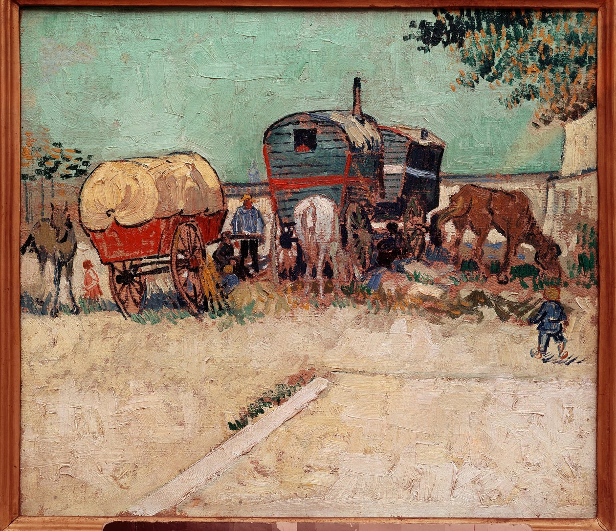 Trailerne, en leir av bohemer i nærheten av Arles. Maleri av Vincent Van Gogh (1853-1890) av Vincent van Gogh