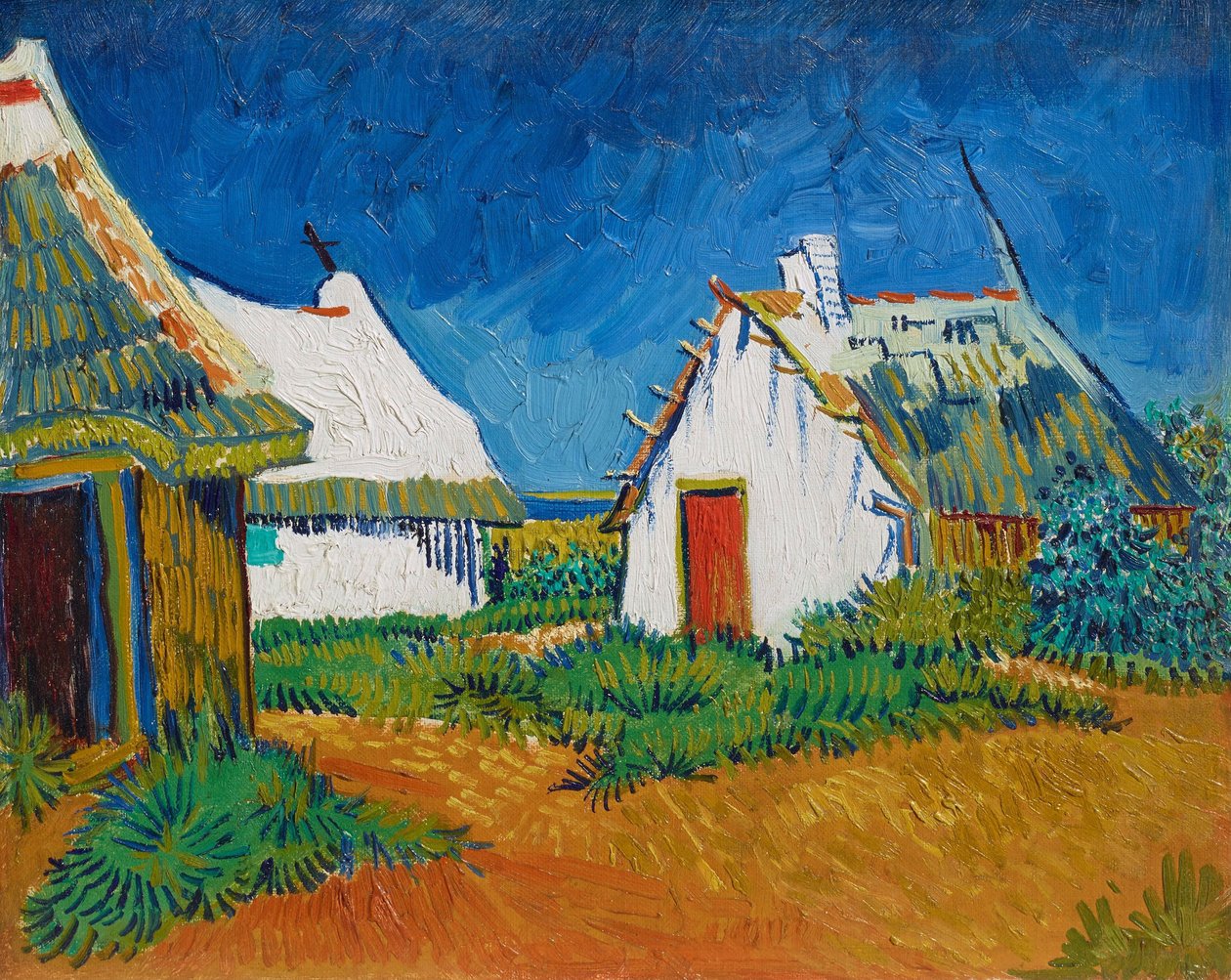 Tre hvite hytter i Saintes-Maries av Vincent van Gogh