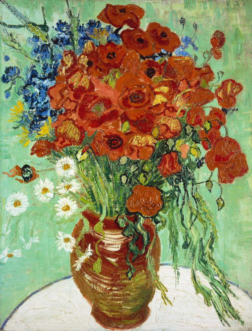 Vase med kornblomster og valmuer av Vincent van Gogh