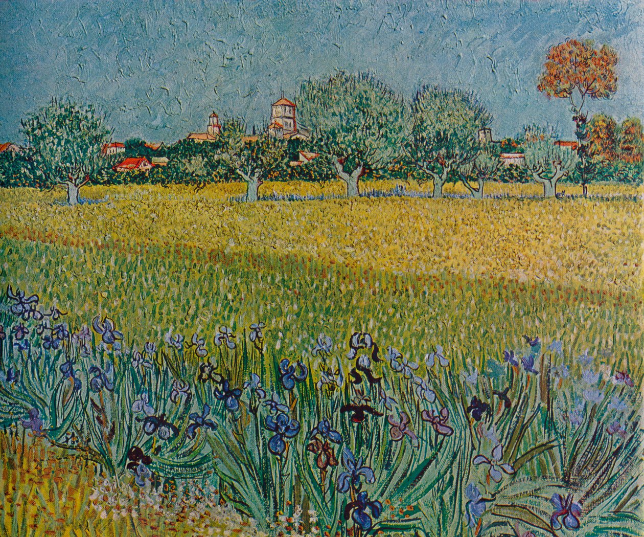 Utsikt over Ales med iris i blomst, 1888 av Vincent van Gogh
