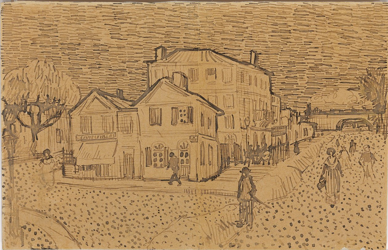 Vincents hus i Arles, fra et brev til broren Theo, henrettet i Arles, 1888 av Vincent van Gogh