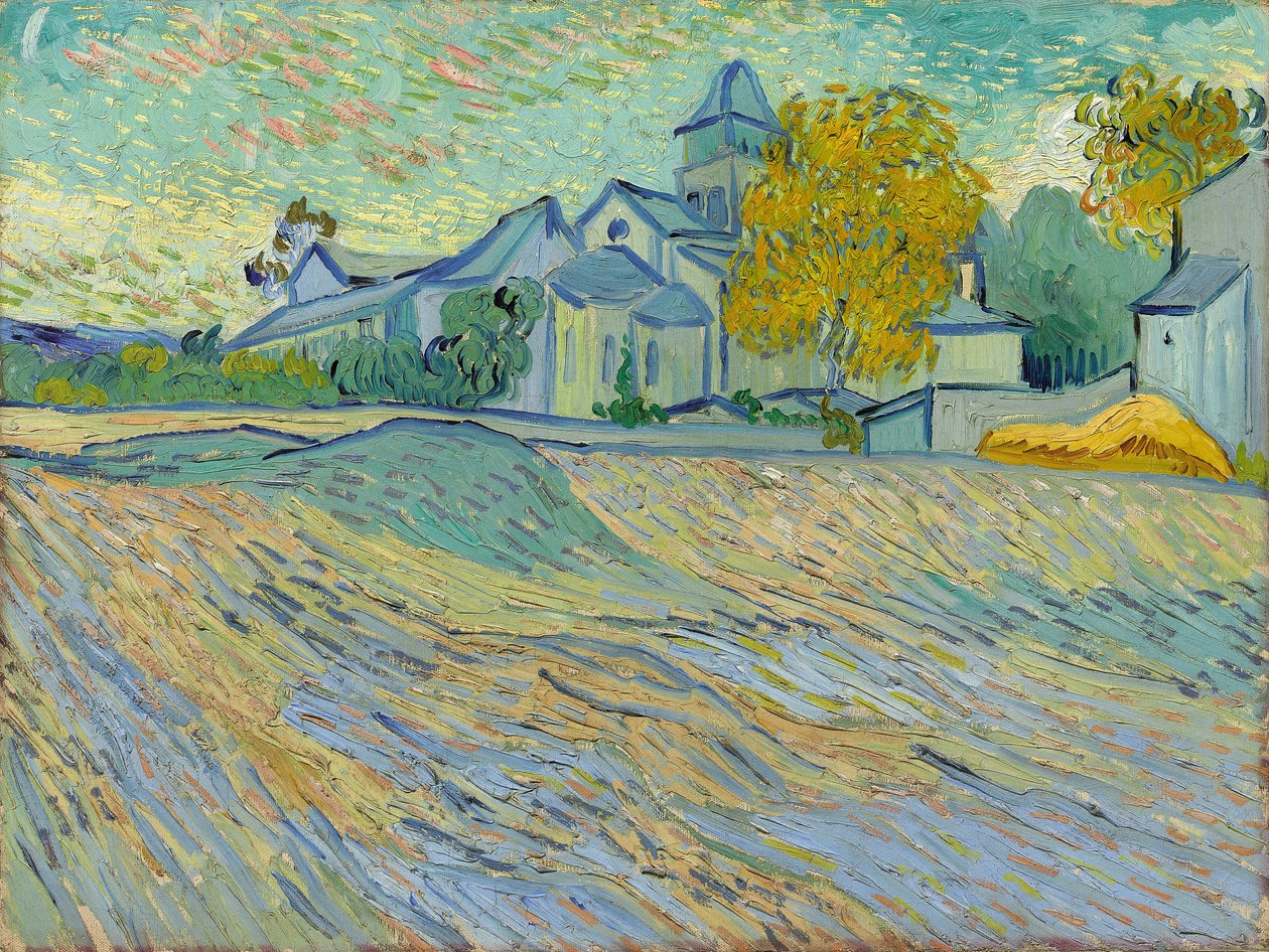 Utsikt over asylet og kapellet i Saint-Remy, 1889 av Vincent van Gogh
