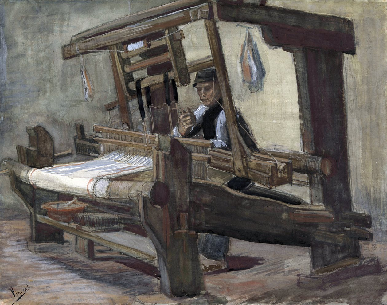Weaver (tisserand) av Gogh, Vincent, van (1853-1890). Penn, pensel, akvarell, indisk blekk på papir, størrelse: 35,7x45,1 av Vincent van Gogh