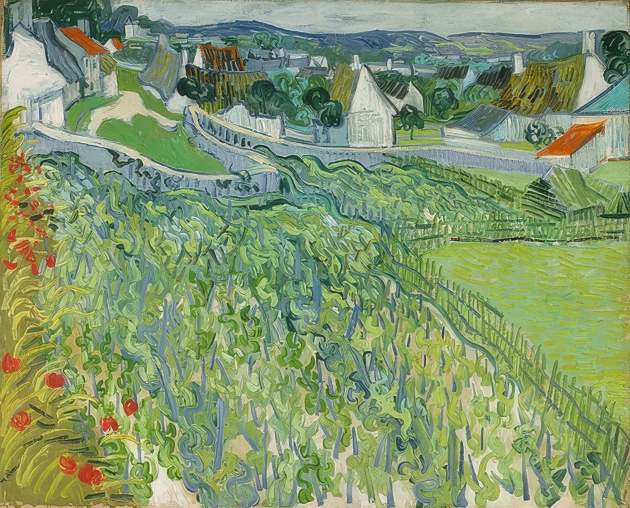 Vingårder i Auvers. 1890 av Vincent van Gogh