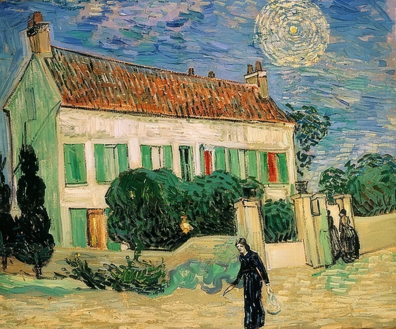 Hvite hus om natten. juni 1890 av Vincent van Gogh