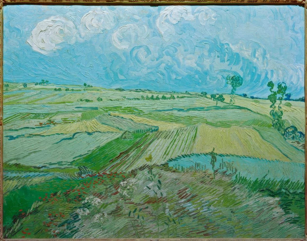 Hveteåkre i Auvers med regnskyer av Vincent van Gogh