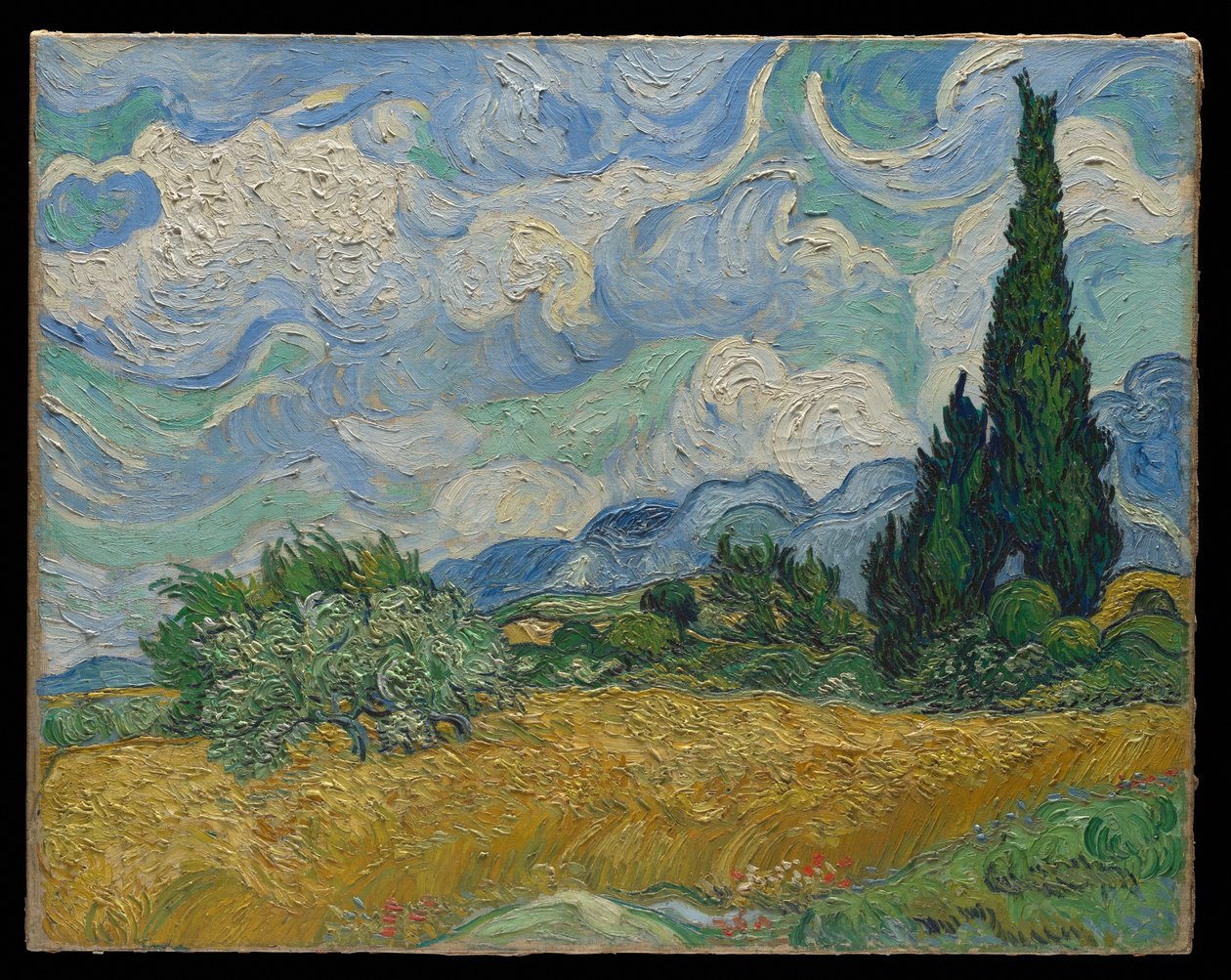 Hveteåker med sypresser av Vincent van Gogh