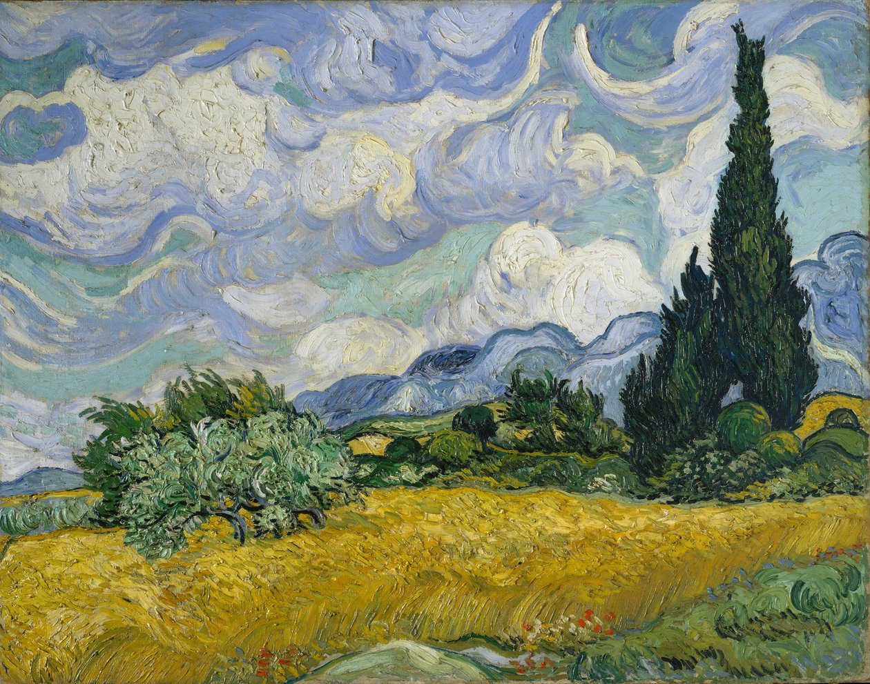 Hveteåker med sypresser av Vincent van Gogh