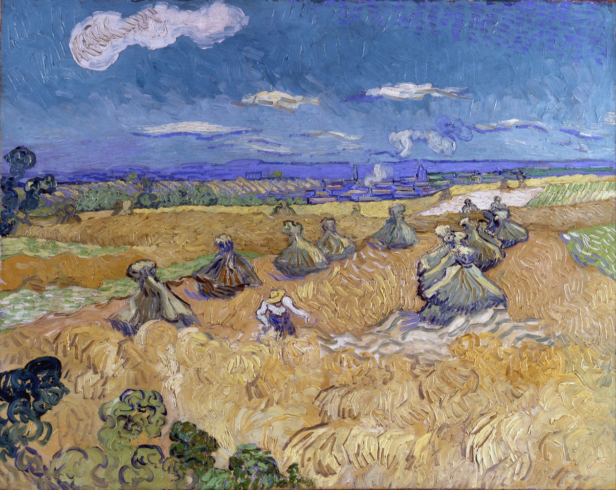 Hvetestakker med skurtresker av Vincent van Gogh