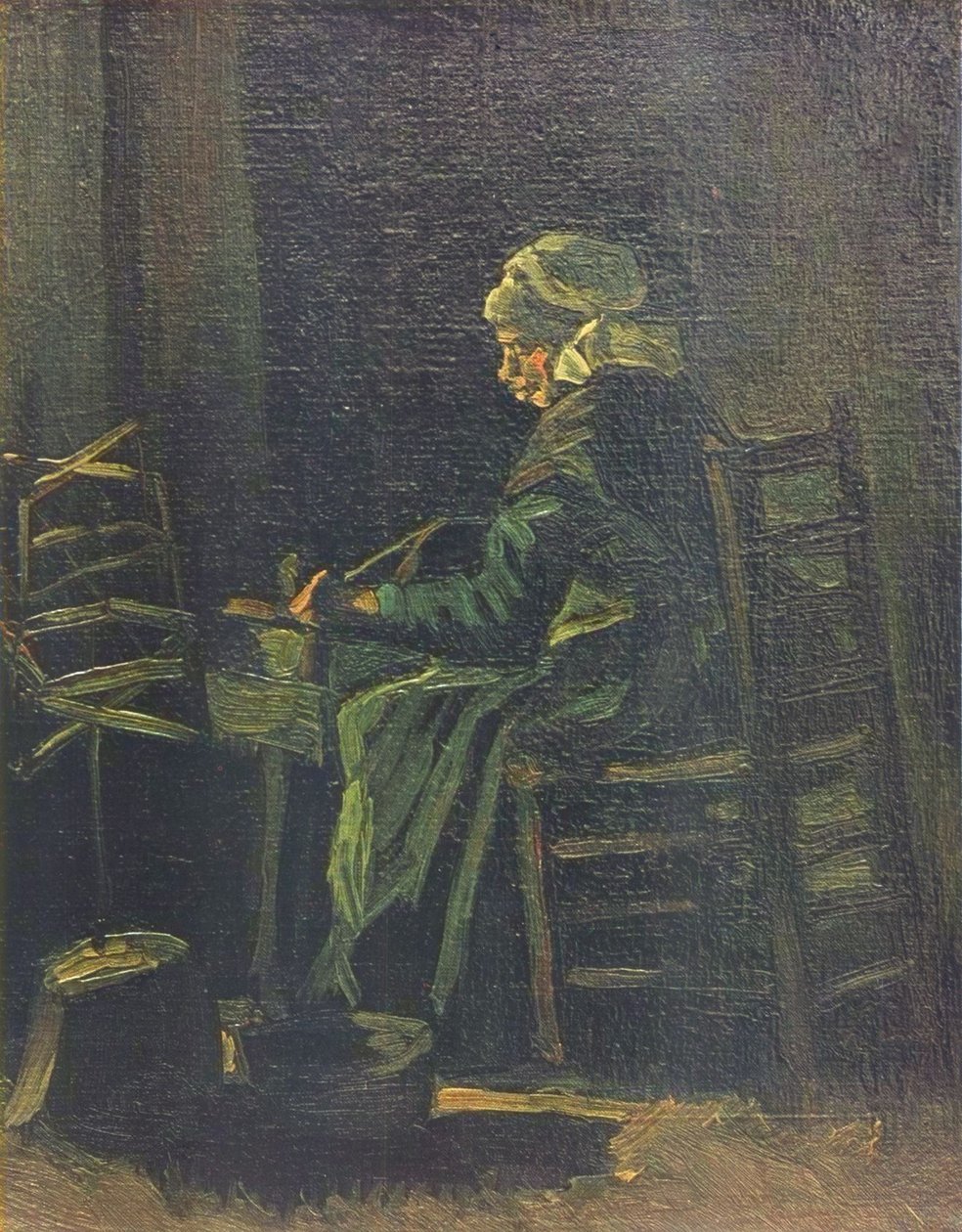 Kvinne ved spinnehjulet, 1885 av Vincent van Gogh
