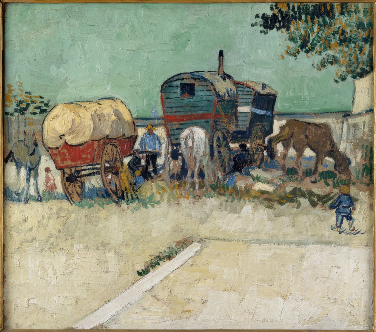 Sigøynerleir med hest og kjerre av Vincent van Gogh