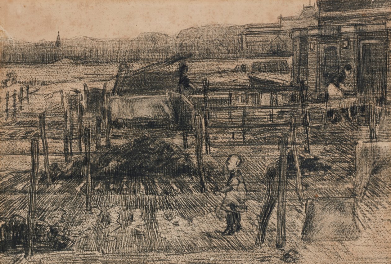 Bakgårder med to figurer (1882) av Vincent van Gogh