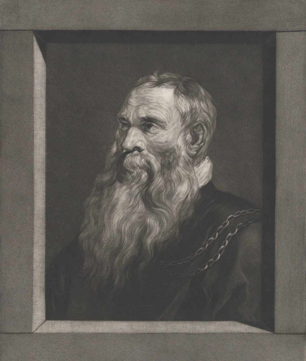 Portrett av en gammel mann med skjegg, ca. 1787-1851. av Vincenz Georg Kininger