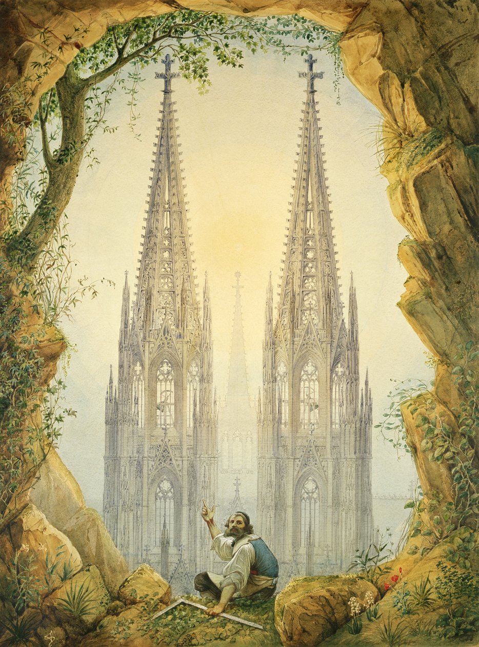 Visjon av de fullførte spirene i Kölnerdomen, 1861 av Vincenz Statz