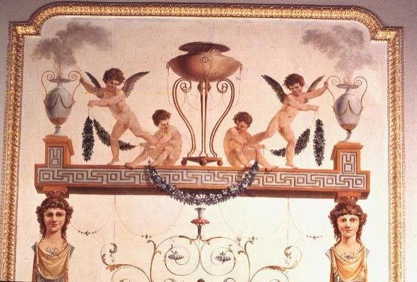 Detalj av den pompeianske musikkromveggen, 1777-80 av Vincenzo Valdre