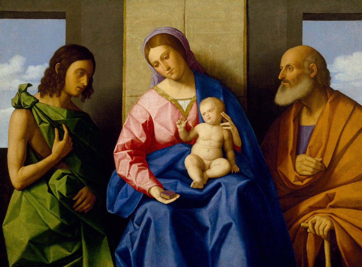 Jomfru og barn med de hellige døperen Johannes og Josef, ca. 1525 av Vincenzo di Biagio Catena
