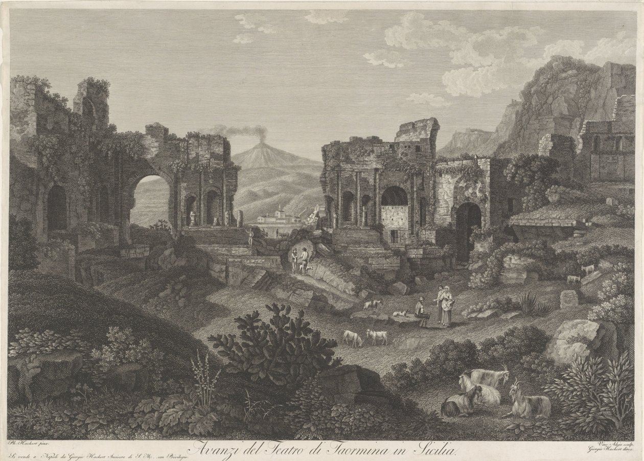Theatre van Taormina Rester fra teateret i Taormina på Sicilia (tittel på objekt) av Vincenzo Alloja
