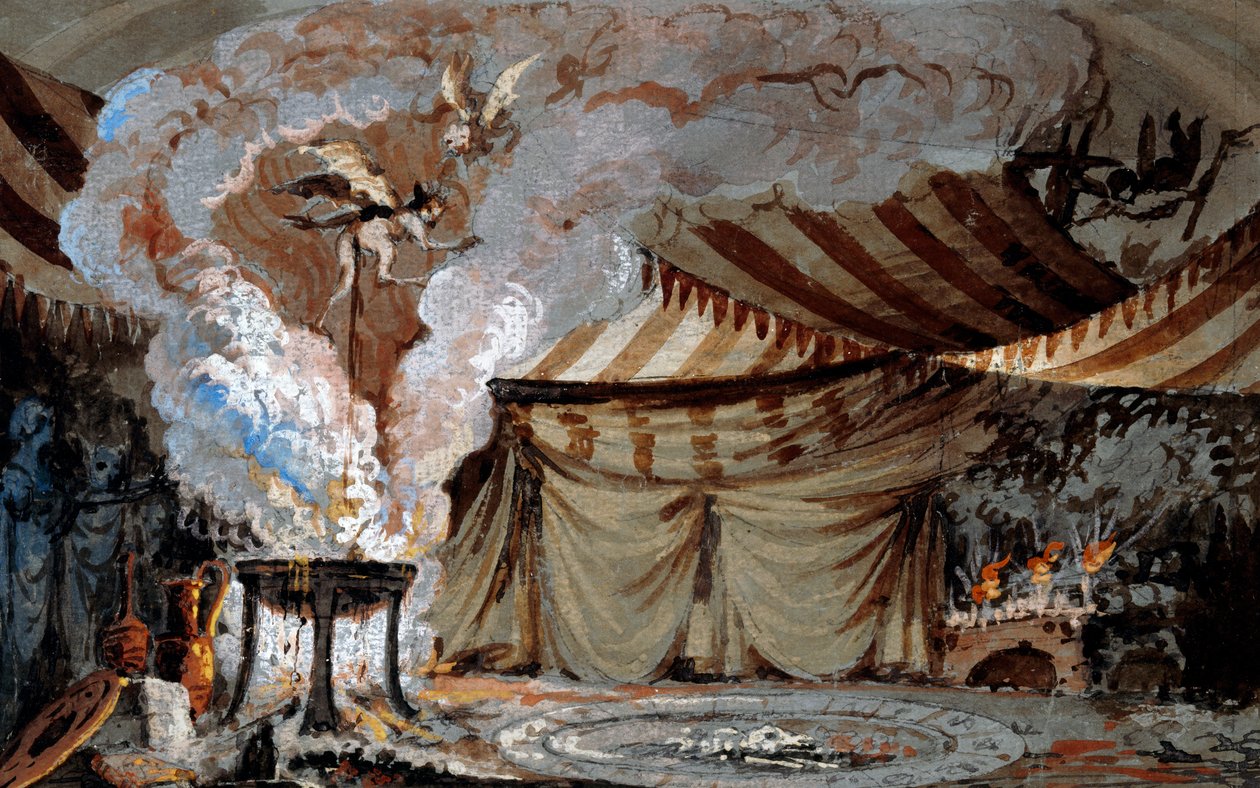 Skisse til hvelvet på Teatro Sociale i Bergamo (akvarell) av Vincenzo Bonomini