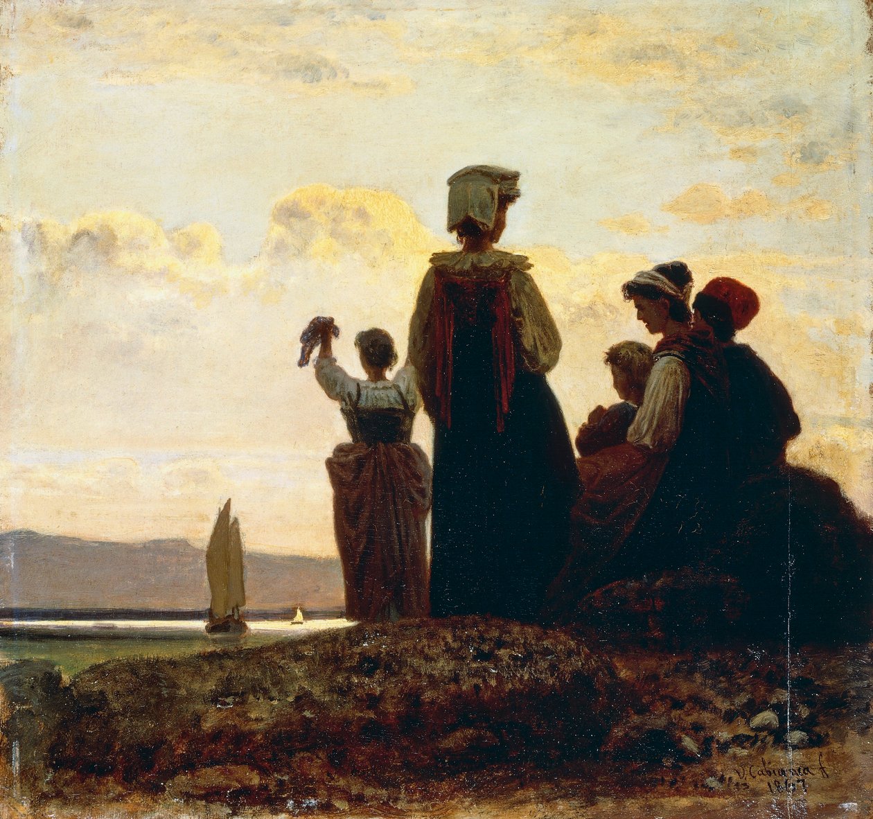 Retur av fiskebåt (paranza) av Vincenzo Cabianca