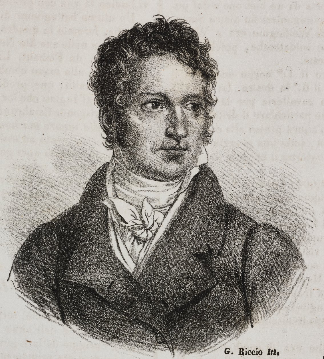 Portrett av Vincenzo Camuccini (1771-1844), italiensk maler og restauratør, litografi av Gaetano Riccio fra Poliorama Pittoresco, n 16, 23. november av Vincenzo Camuccini