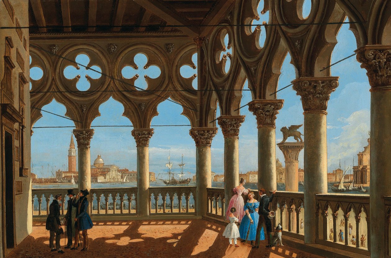 Utsikt over Bacino di San Marco fra Loggia av Palazzo Ducale, Venezia. av Vincenzo Chilone