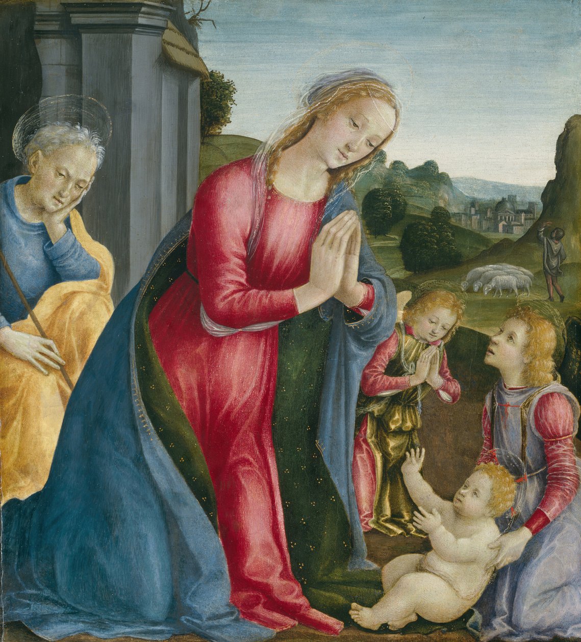 Tilbedelsen av Kristusbarnet, ca. 1490. av Vincenzo Frediani