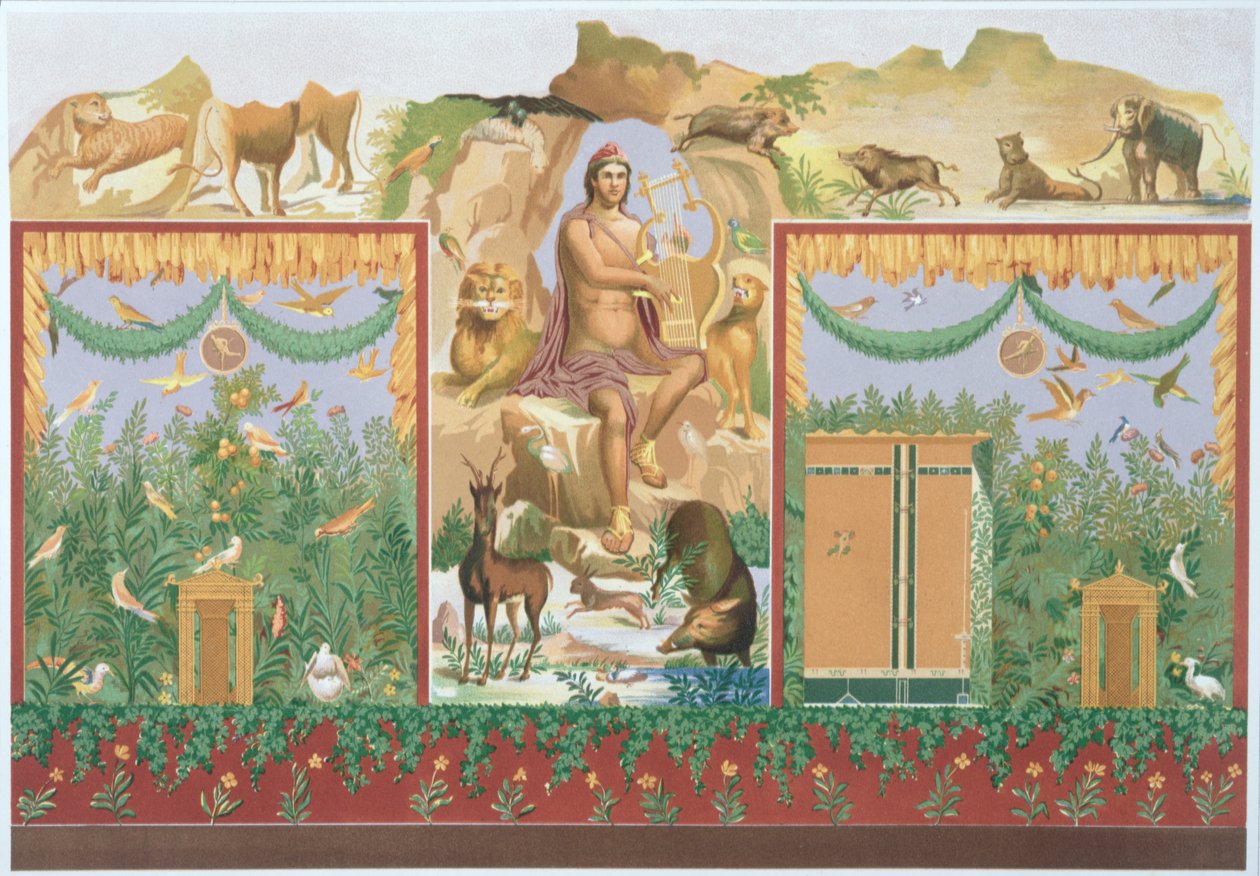 Orpheus Taming the Animals, rekonstruksjon av en freske fra Pompeii av Vincenzo Loria
