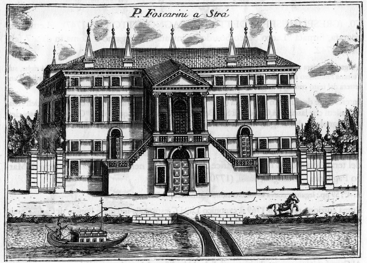 Palasset (Palazzo) Foscarini i Stra nær Venezia. i "" Singularity of Venice "" av Vincenzo Coronelli (1650-1718). av Vincenzo Maria Coronelli