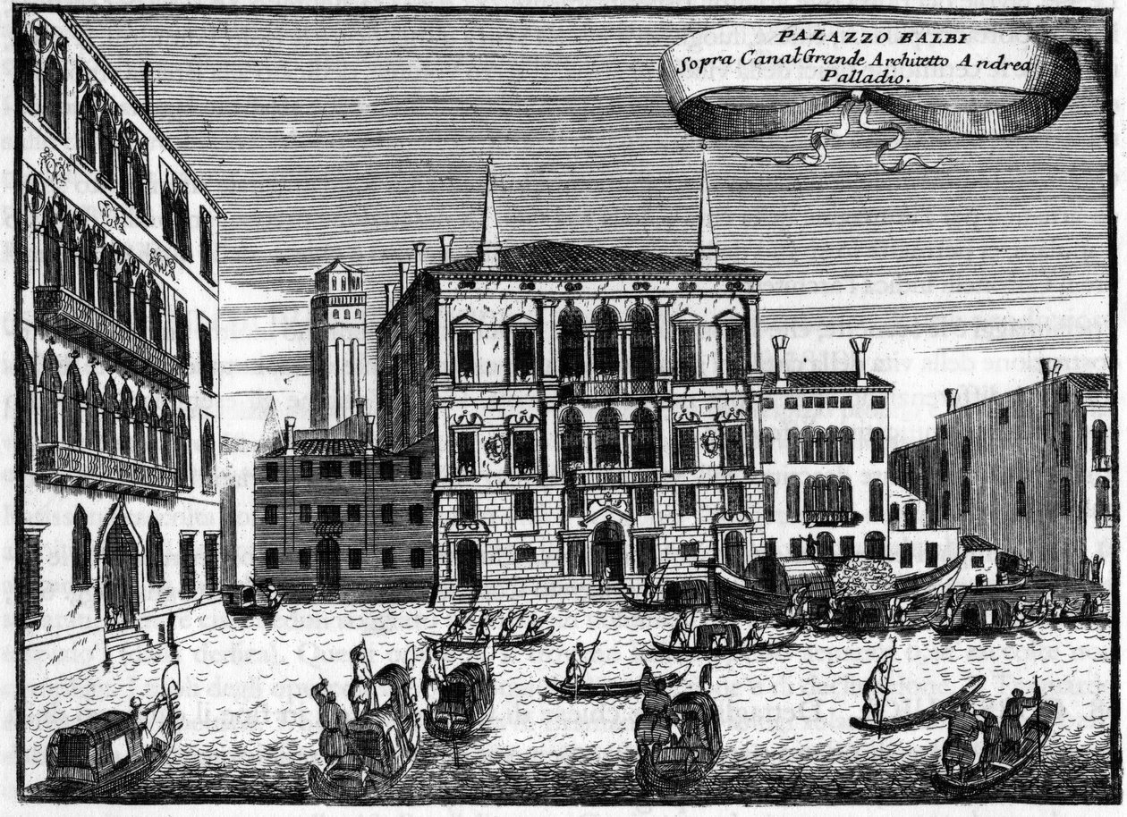 Venezia Italia: Palazzo Balbi har av arkitekten Andrea Palladio i "" Singularity of Venice "" av Vincenzo Coronelli (1650-1718). av Vincenzo Maria Coronelli