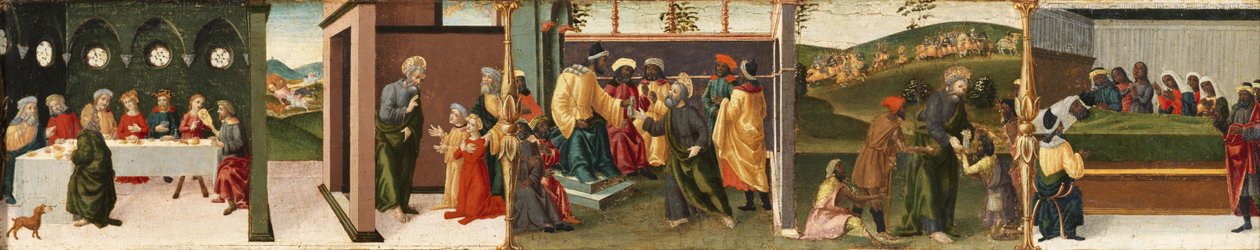 Historien om Saint Thomas apostelen - Saint Thomas døper Gundaphorus, og andre episoder, 1480-1500 av Vincenzo di Antonio Frediani
