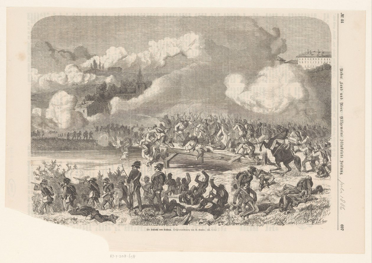 Slaget ved Custoza, 1866 Die Schlacht con Custoza (tittel på objekt) av Vinzenz Katzler