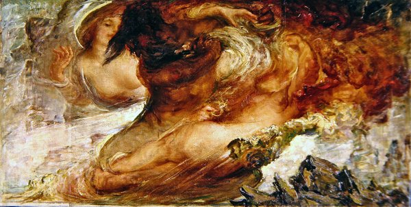 Hercules and Hydra, the Second Labor (olje på lerret) av Violet Brunton
