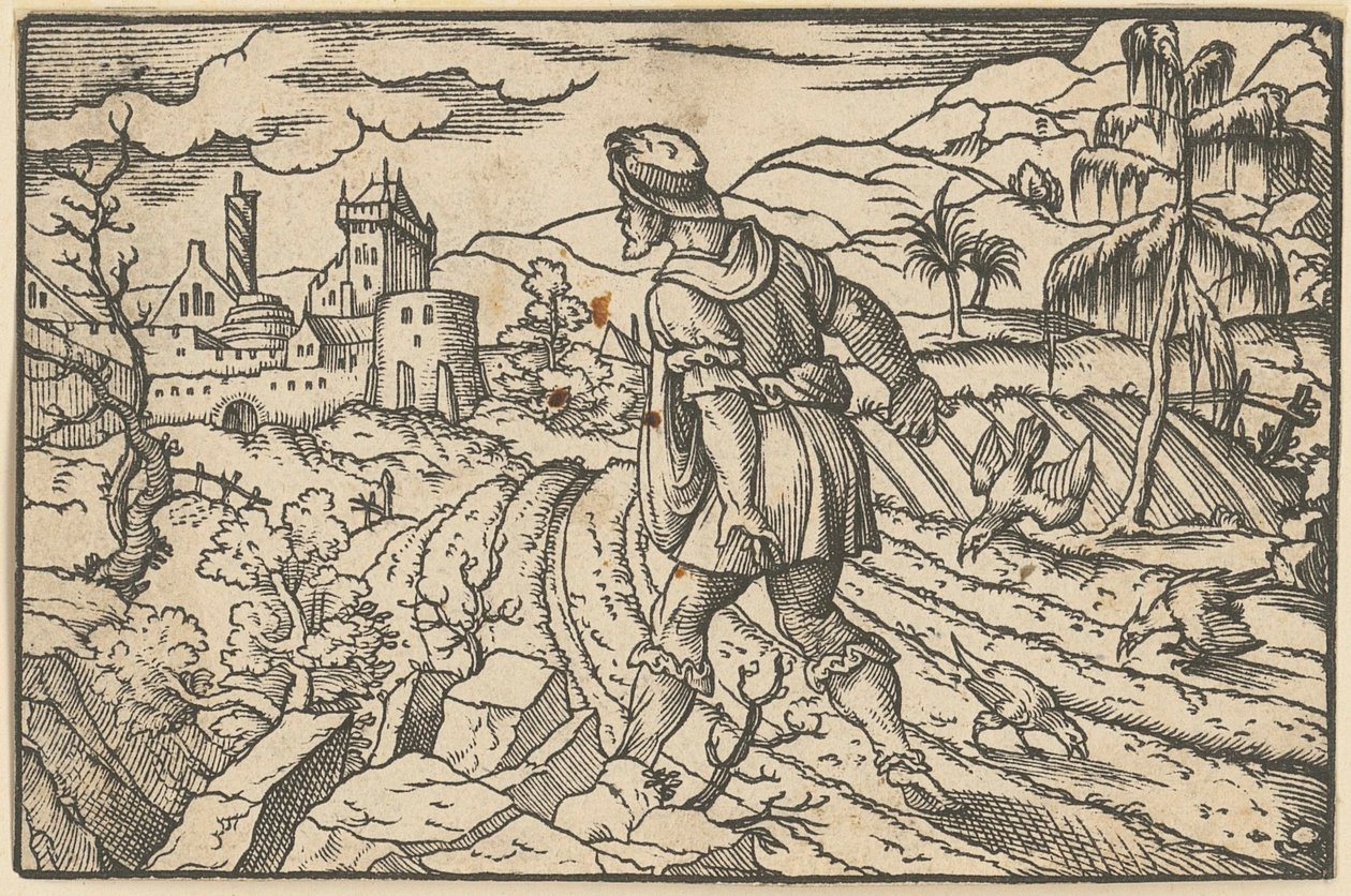 Jesajas lepper ble renset av en seraf [recto]; Jeremias syn [verso] av Virgil Solis