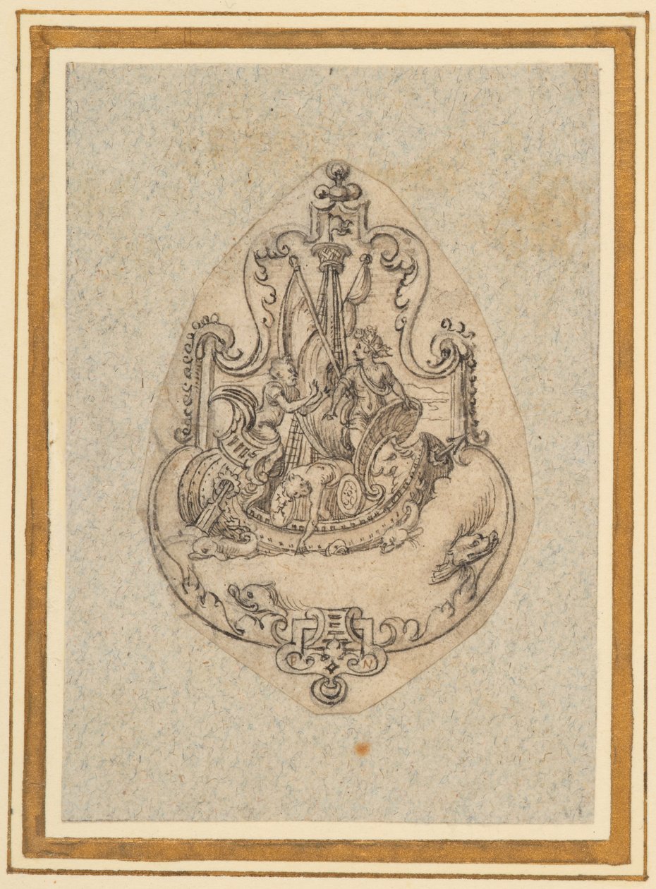 Design for et anheng som viser Bacchus til sjøs av Virgilius the elder Solis
