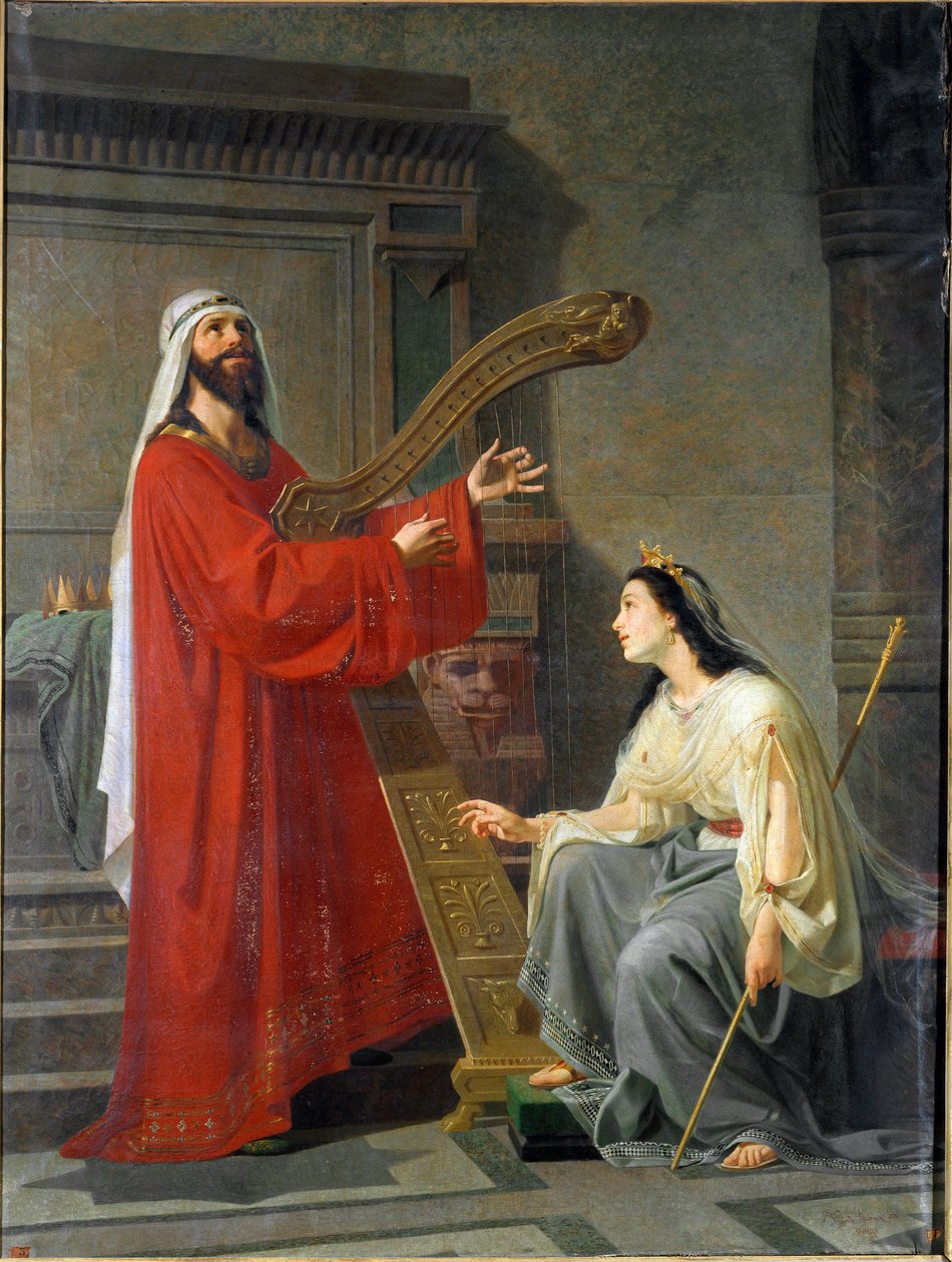 David og Micol King David spiller harpe. Maleri av Virginio Grana (ca. 1830-1888) 1800-tallet søn. 243x182 cm Gener, Accademia Ligustica di Belle Arti, inv. 468 av Virginio Grana