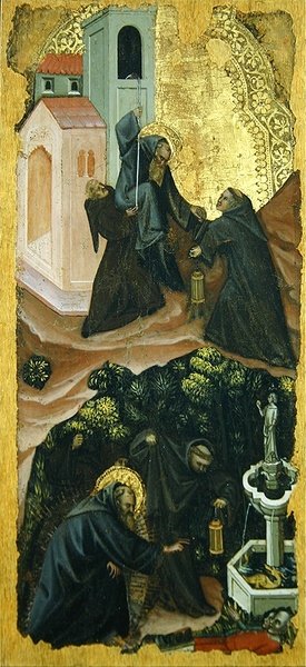 Scener fra livet til St Anthony the Abbed (tempera på panel) av Vitale da Bologna Vitale da Bologna