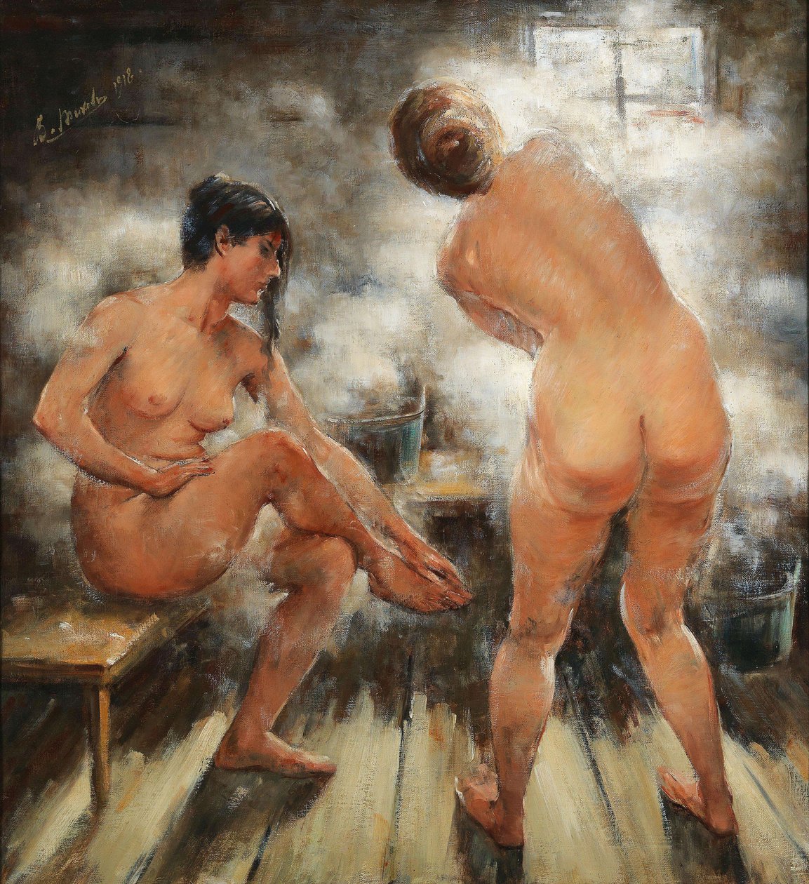 I et russisk dampbad, 1918. av Vitali Gavrilovich Tikhov