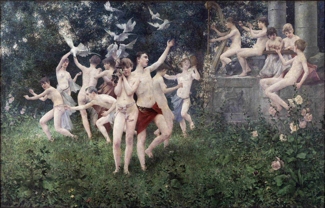 Festival of Spring (allegorisk scene) - Masek, Karel Vitezslav (1865-1927) - 1889 - Olje på lerret - Nasjonalgalleriet, Praha av Vitezlav Karel Masek