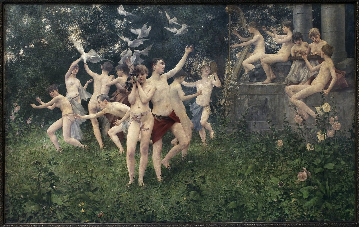 Vårfest (allegorisk scene). Maleri av Karel Vitezslav Masek (1865-1927), olje på lerret av Vitezlav Karel Masek