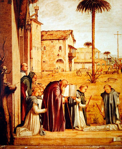 Detalj av begravelsen av St. Hieronymus, ca. 1507-09 av Vittore Carpaccio
