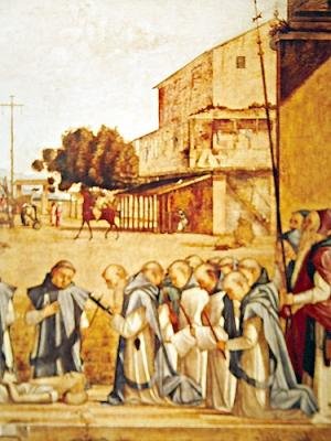 Detalj av begravelsen av St. Hieronymus, ca. 1507-09 av Vittore Carpaccio
